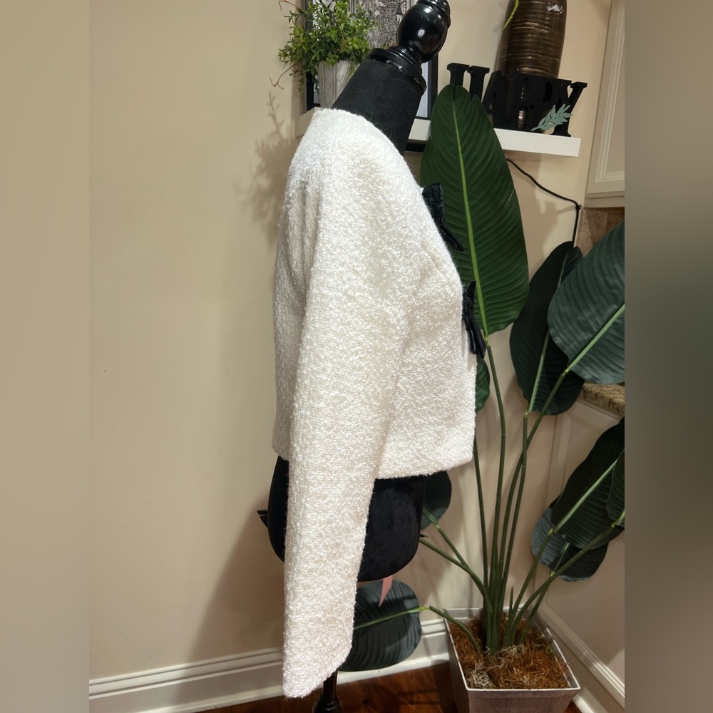 Anthropologie Avec Les Filles Wool Blend Bow Tweed Lady Jacket XSmall - Picture 6 of 12